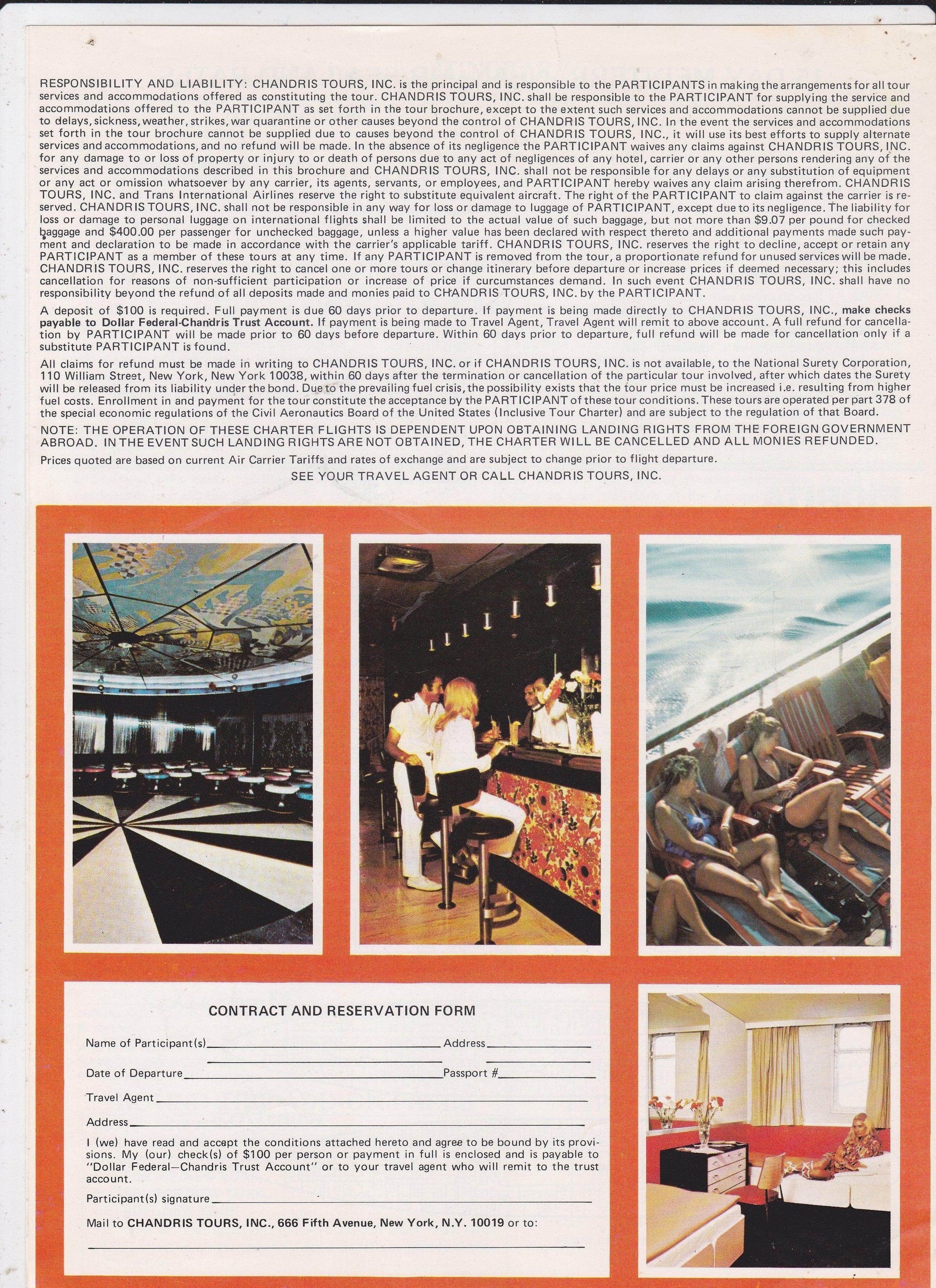 Chandris Lines TSS Fiorita 1976-77 Air/Sea Italy Aegean Cruise Brochure - TulipStuff