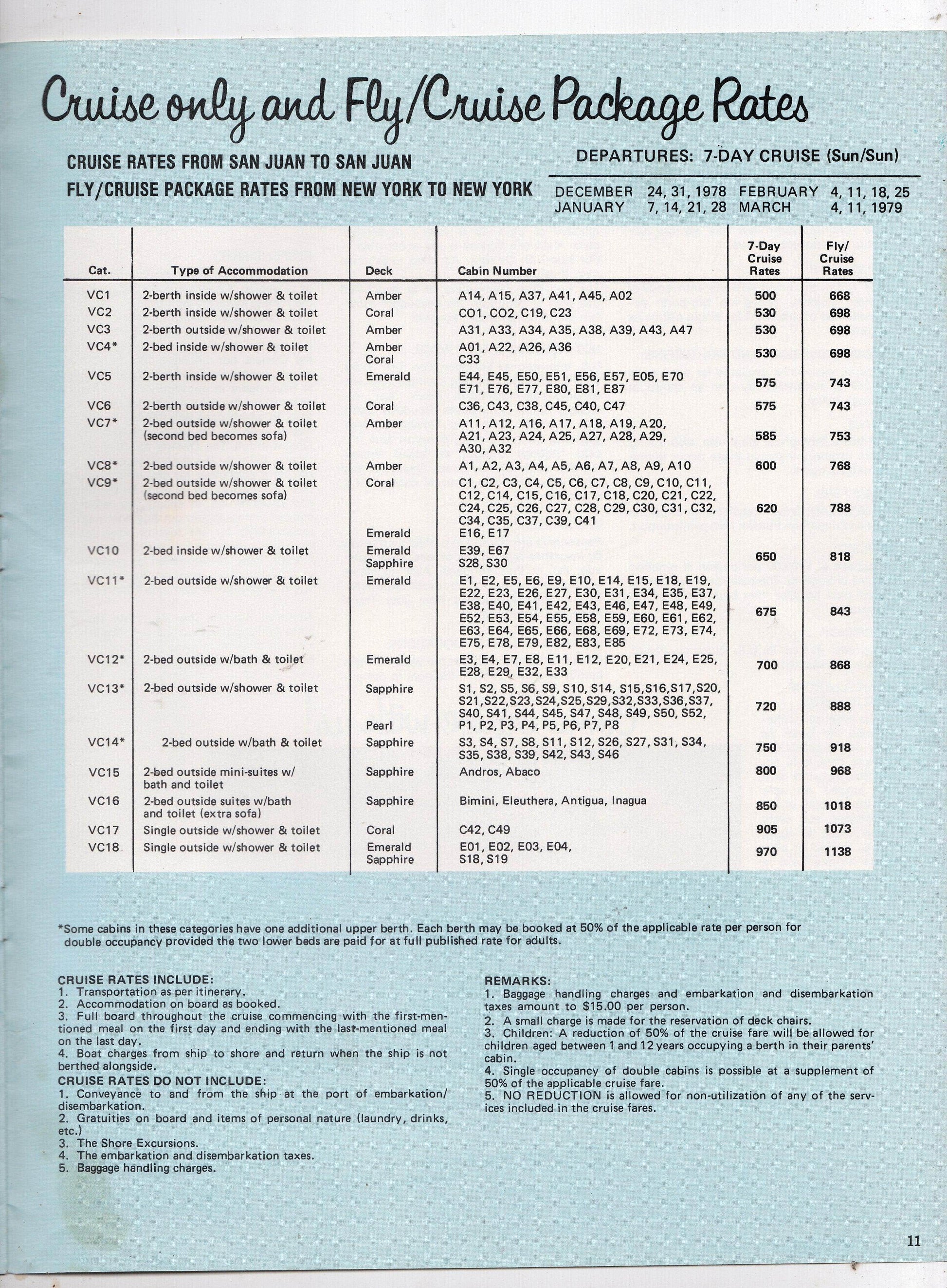 Chandris Cruises The Victoria 1978/79 Caribbean Cruises Brochure - TulipStuff