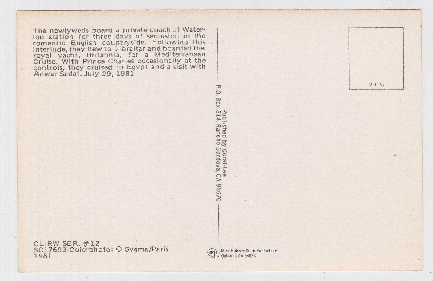 Newlyweds Prince Charles Princess Diana Waterloo Station 1981 Postcard - TulipStuff