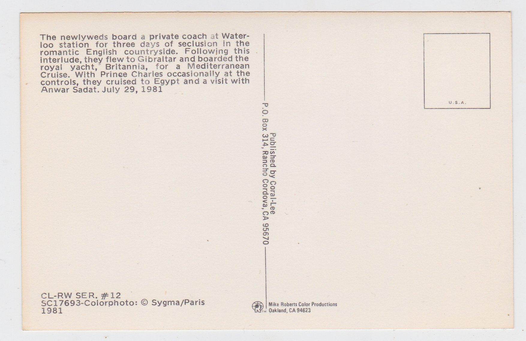 Newlyweds Prince Charles Princess Diana Waterloo Station 1981 Postcard - TulipStuff