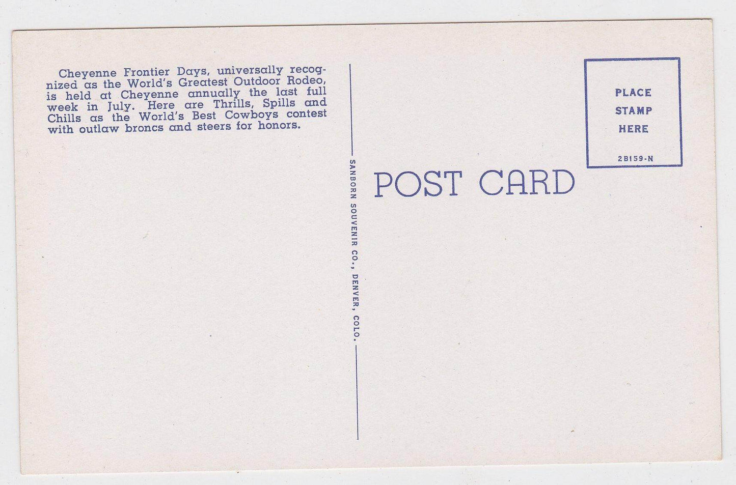 Cheyenne Frontier Days Rodeo Cowboys Wyoming 1940's Linen Postcard - TulipStuff