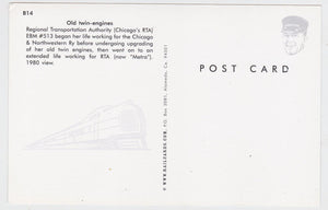Chicago RTA Commuter Train And E8M Locomotive Postcard - TulipStuff