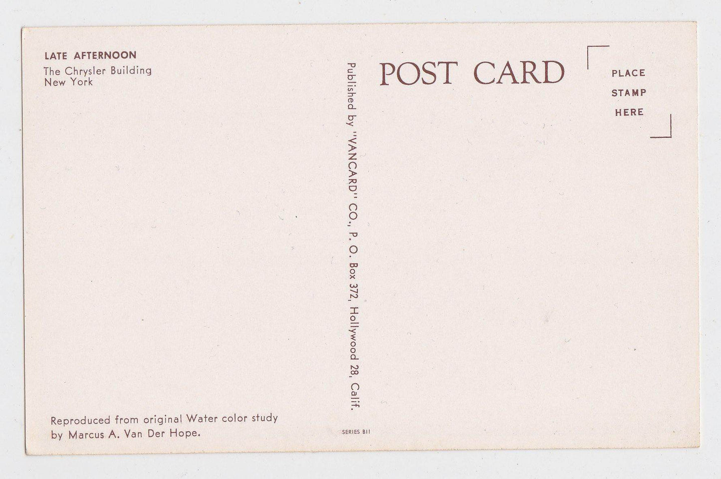 Chrysler Building Late Afternoon New York City 1950's Postcard - TulipStuff