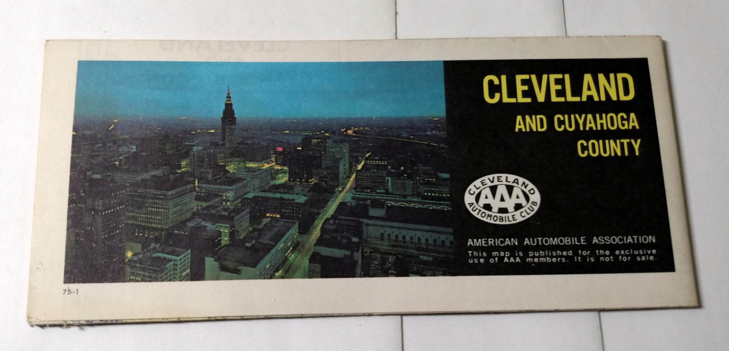 Cleveland And Cuyahoga County Ohio 1974-75 Street Map AAA - TulipStuff