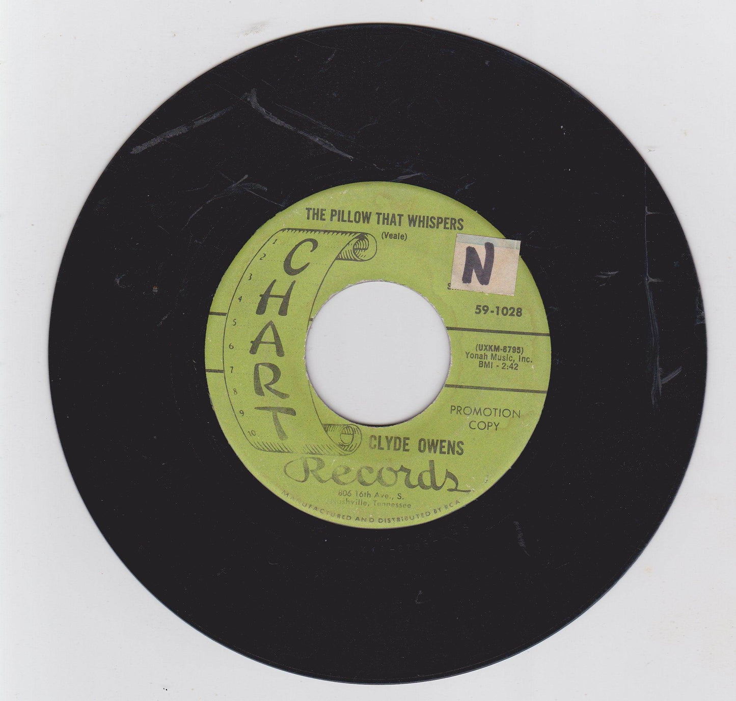 Clyde Owens The Pillow That Whispers 7" Vinyl Promo Country 1968 - TulipStuff