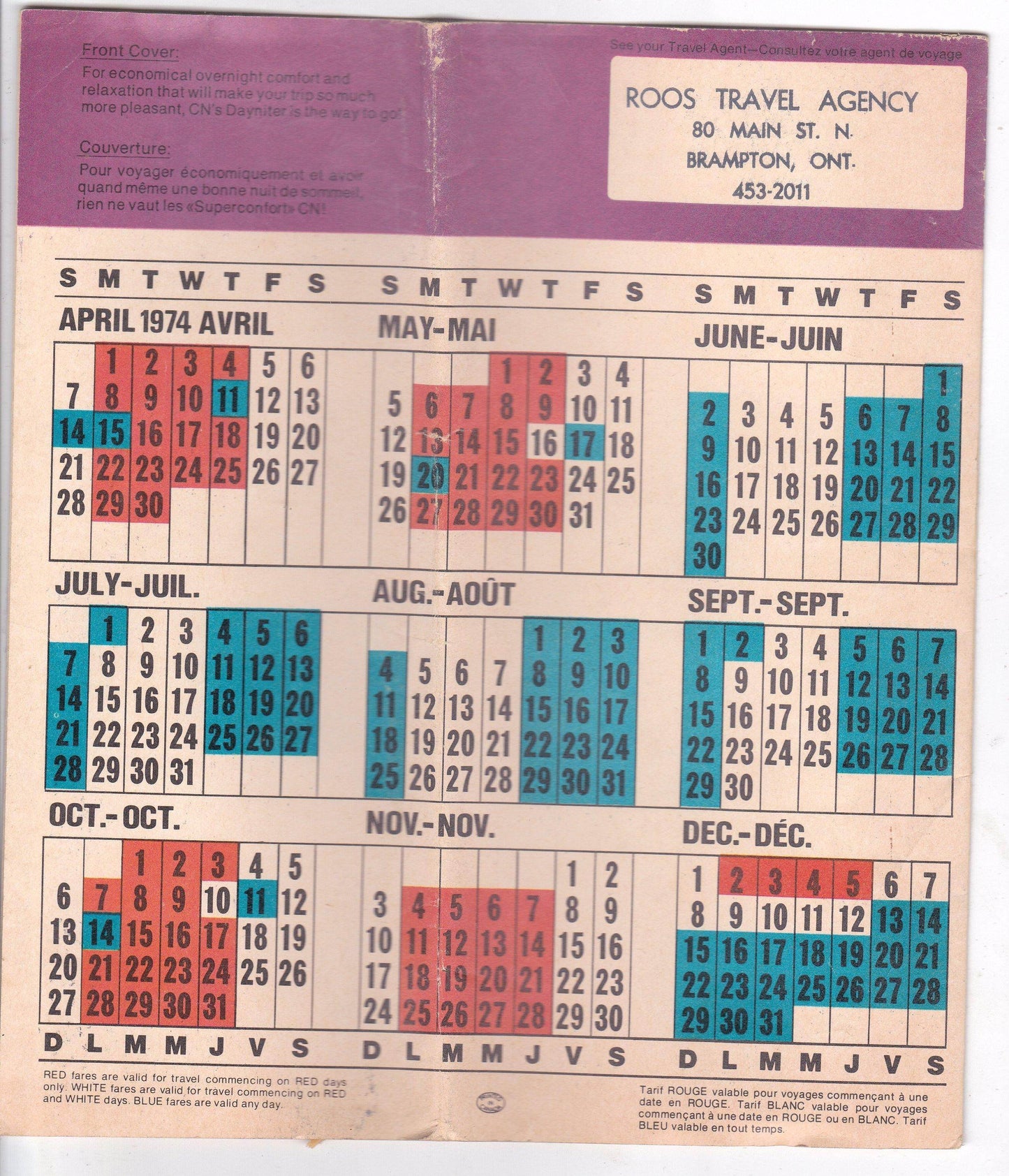 Canadian National Railways 1974 System Timetable - TulipStuff