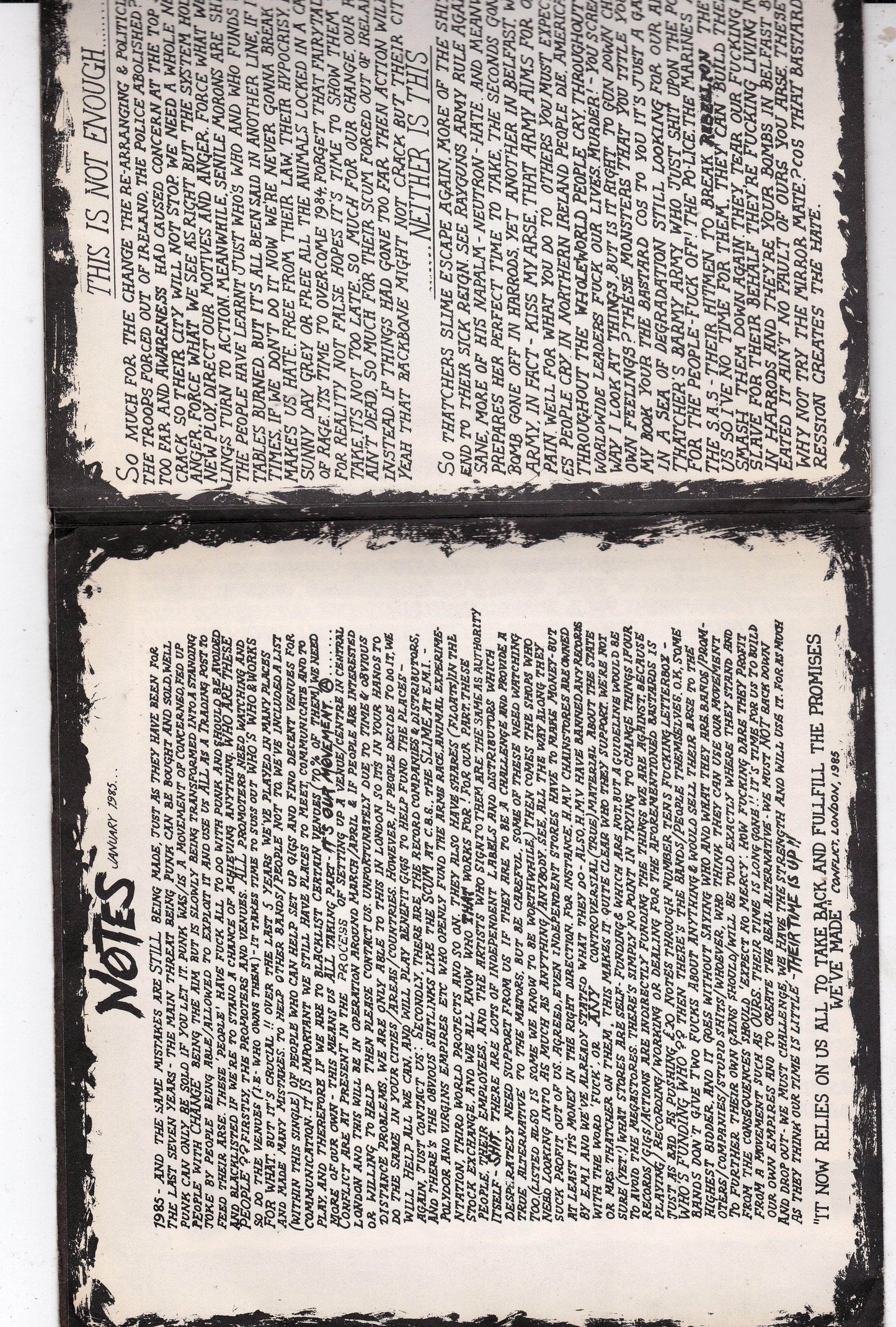 Conflict This Is Not Enough Stand Up And F*cking Fight 7" Vinyl Record 1985 - TulipStuff