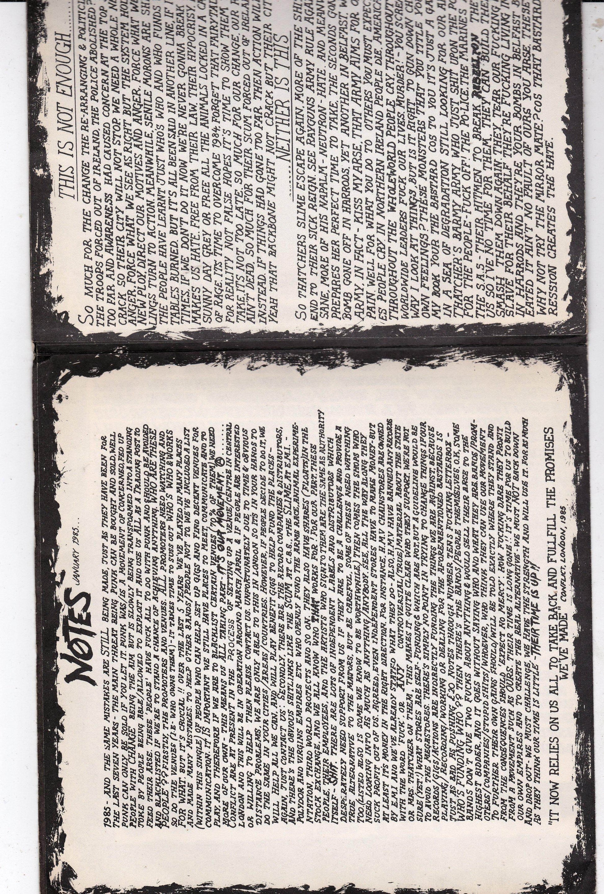 Conflict This Is Not Enough Stand Up And F*cking Fight 7" Vinyl Record 1985 - TulipStuff