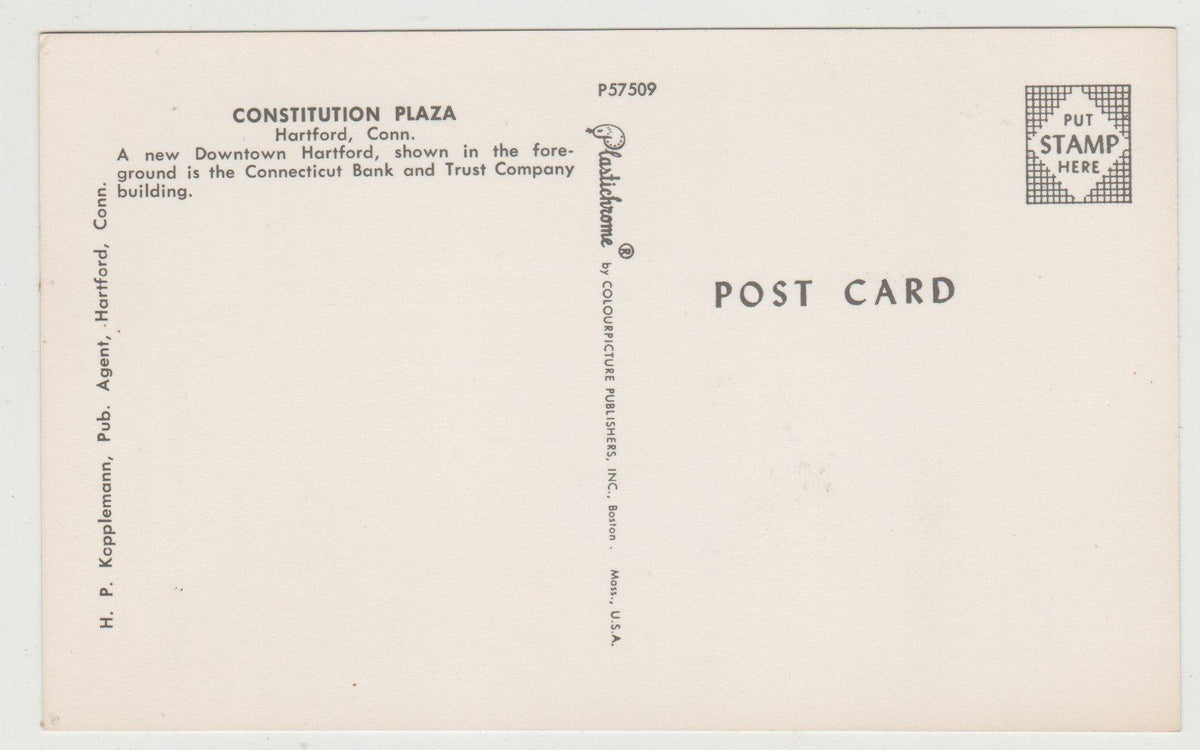 Constitution Plaza CBT Building Hartford Connecticut 1960's Postcard ...