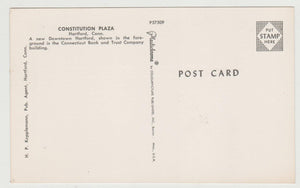 Constitution Plaza CBT Building Hartford Connecticut 1960's Postcard - TulipStuff