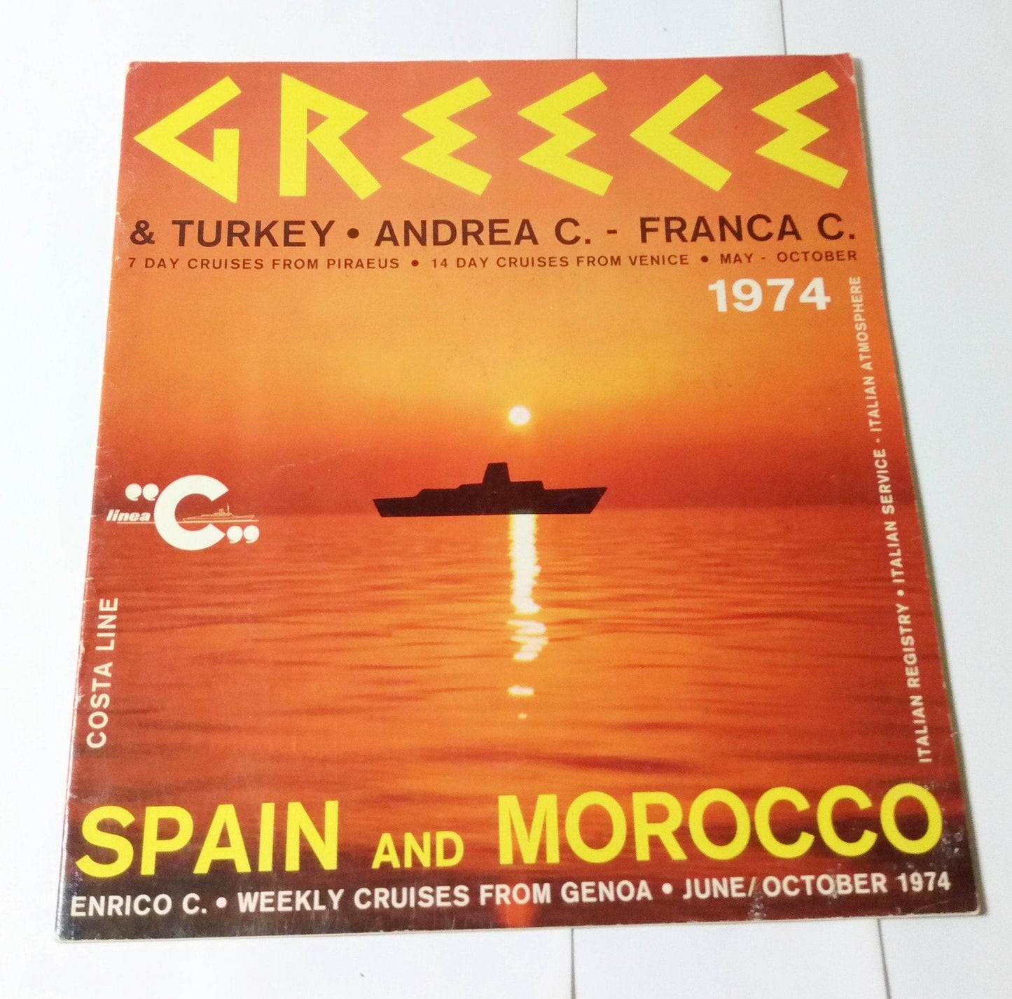 Costa Line Andrea C - Franca C - Enrico C 1974 Cruise Brochure - TulipStuff