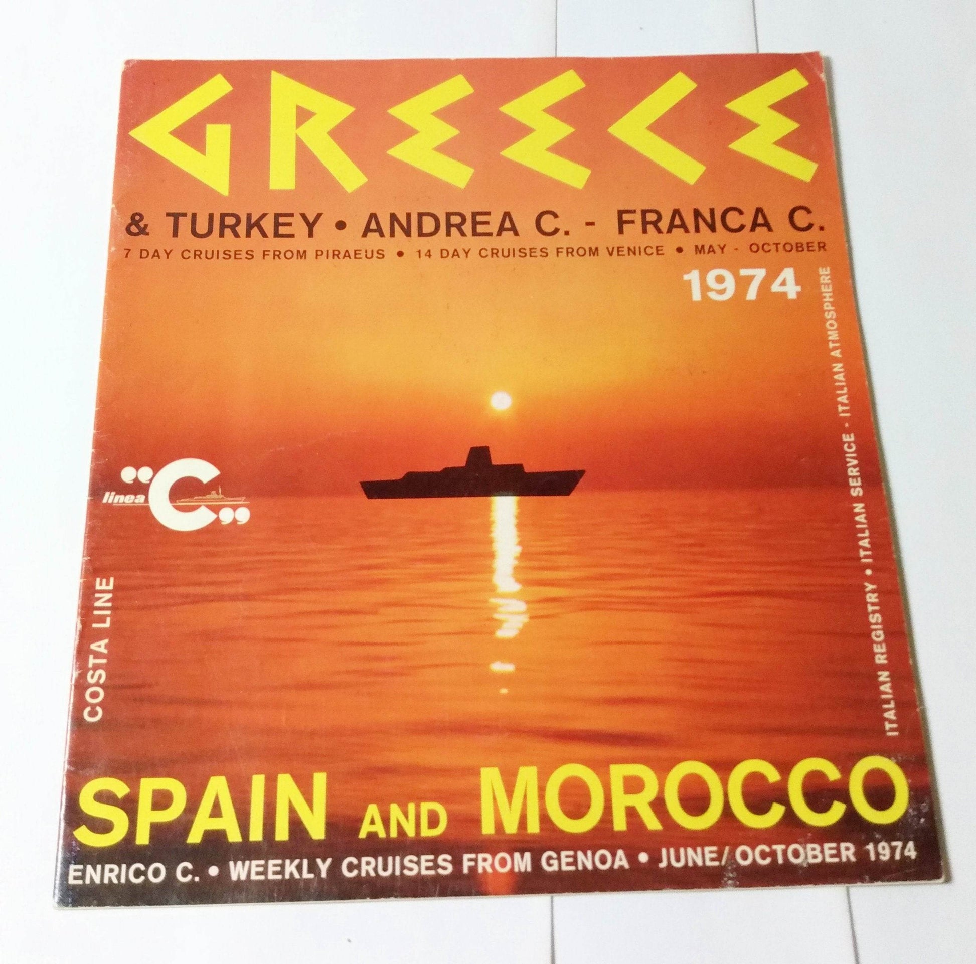 Costa Line Andrea C - Franca C - Enrico C 1974 Cruise Brochure - TulipStuff
