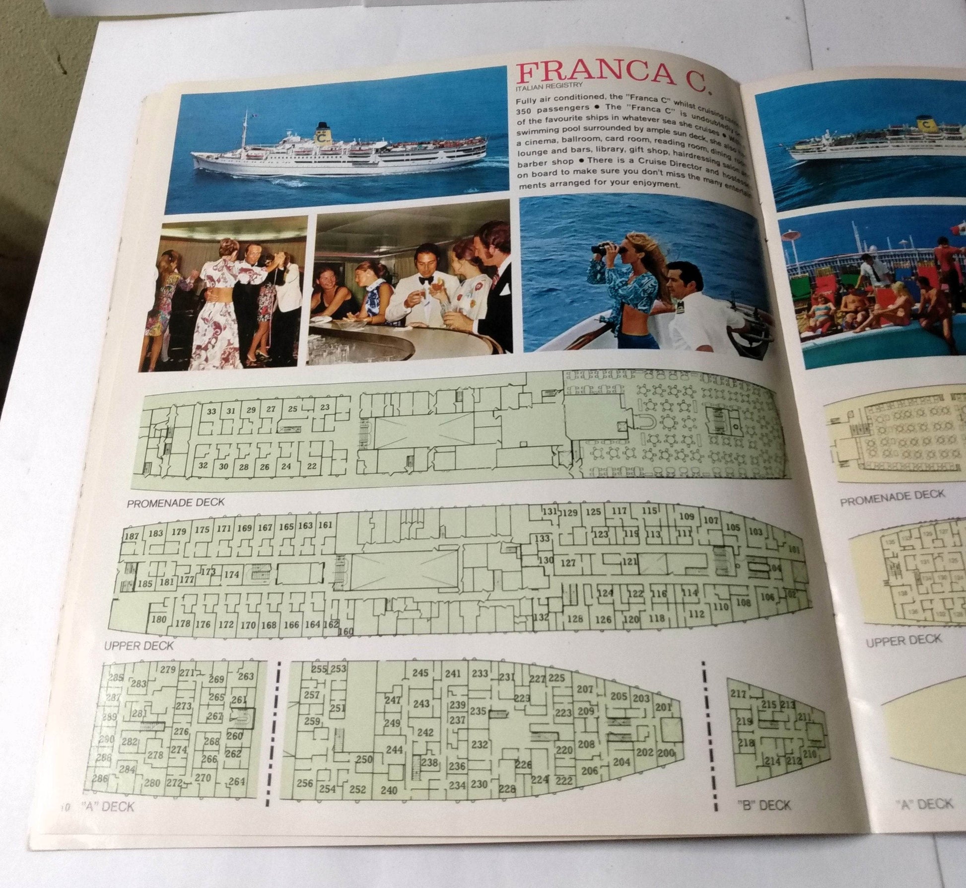 Costa Line Andrea C - Franca C - Enrico C 1974 Cruise Brochure - TulipStuff