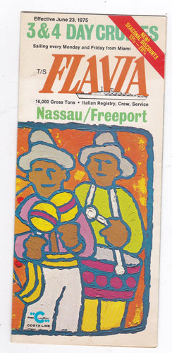 Costa Line ss Flavia 1975 Nassau Freeport Cruise Ship Brochure - TulipStuff