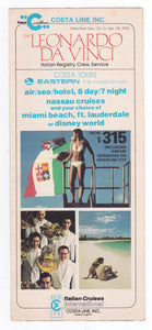 Costa Line Italian Cruises Intl TSS Leonardo Da Vinci 1977-78 Brochure - TulipStuff