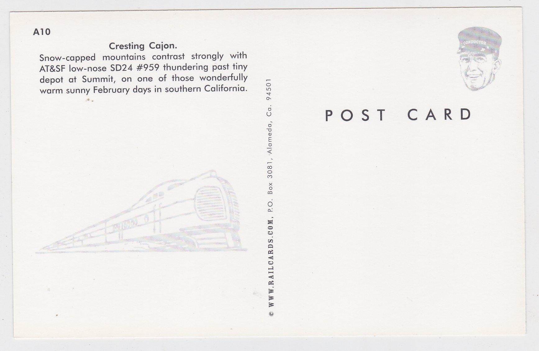 AT&SF Santa Fe EMD SD24 Cresting Cajon Locomotive Train  Postcard - TulipStuff