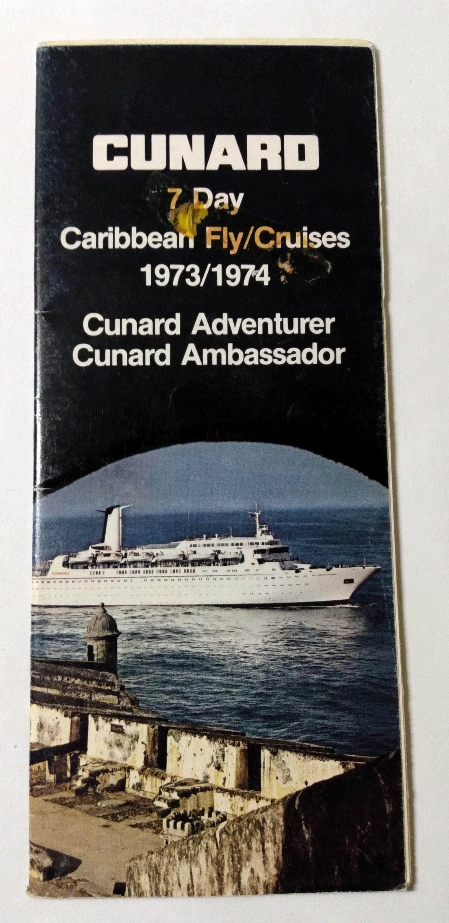 Cunard Ambassador / Adventurer 1973-1974 Caribbean Cruise Brochure - TulipStuff
