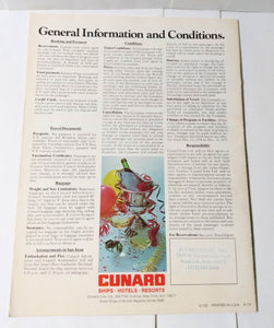 Cunard Ambassador (Final Brochure) / Adventurer '74-'75 Fly / Cruises - TulipStuff