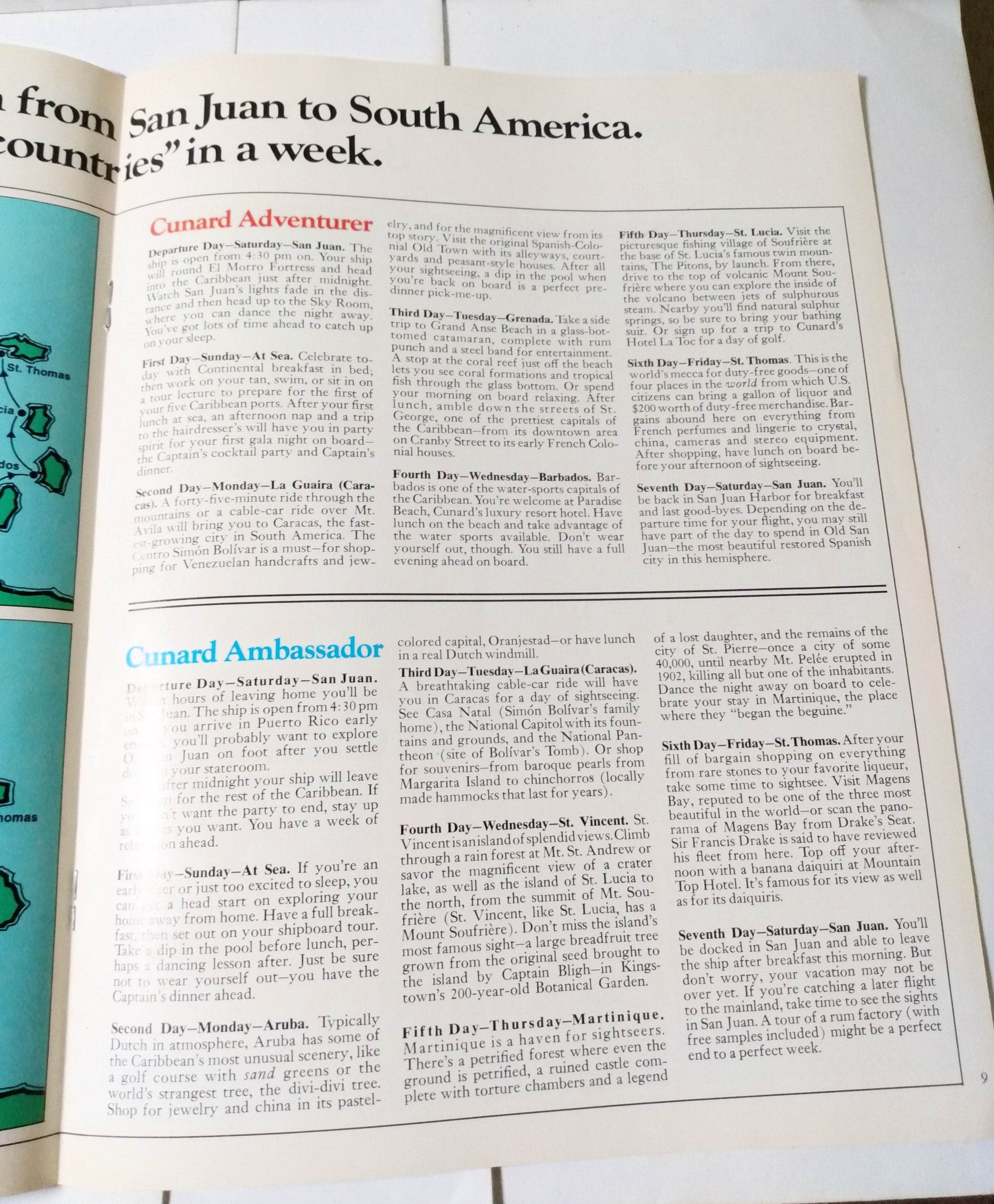 Cunard Ambassador (Final Brochure) / Adventurer '74-'75 Fly / Cruises - TulipStuff