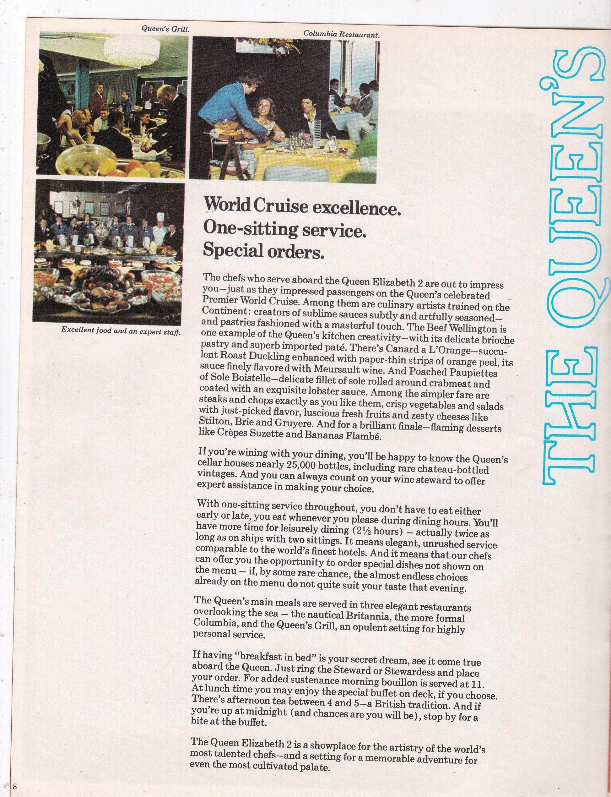 Cunard Line Queen Elizabeth 2 QE2 1976 Mediterranean Black Sea Brochure - TulipStuff