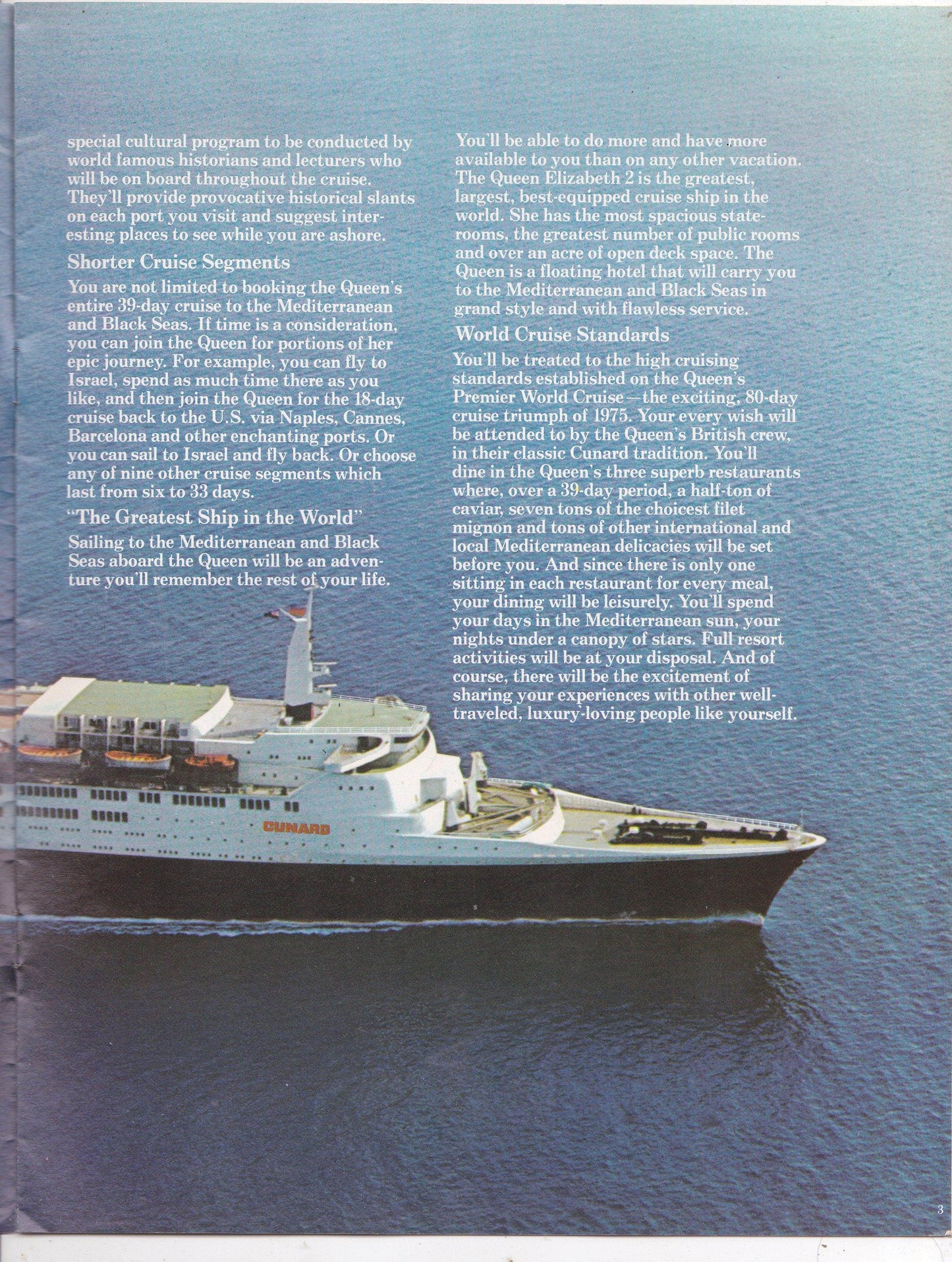 Cunard Line Queen Elizabeth 2 QE2 1976 Mediterranean Black Sea Brochure - TulipStuff