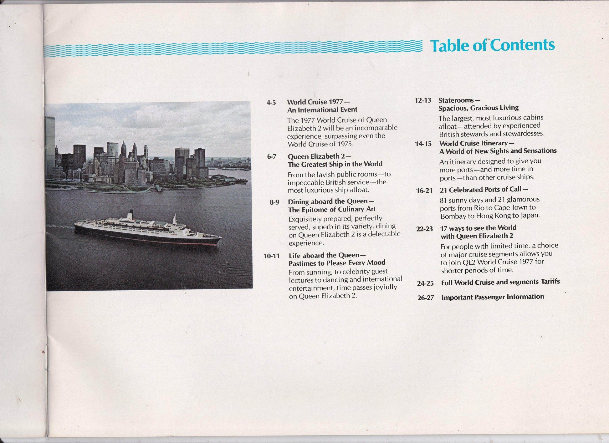 Cunard Line Queen Elizabeth 2 QE2 1977 Around The World Cruise - TulipStuff