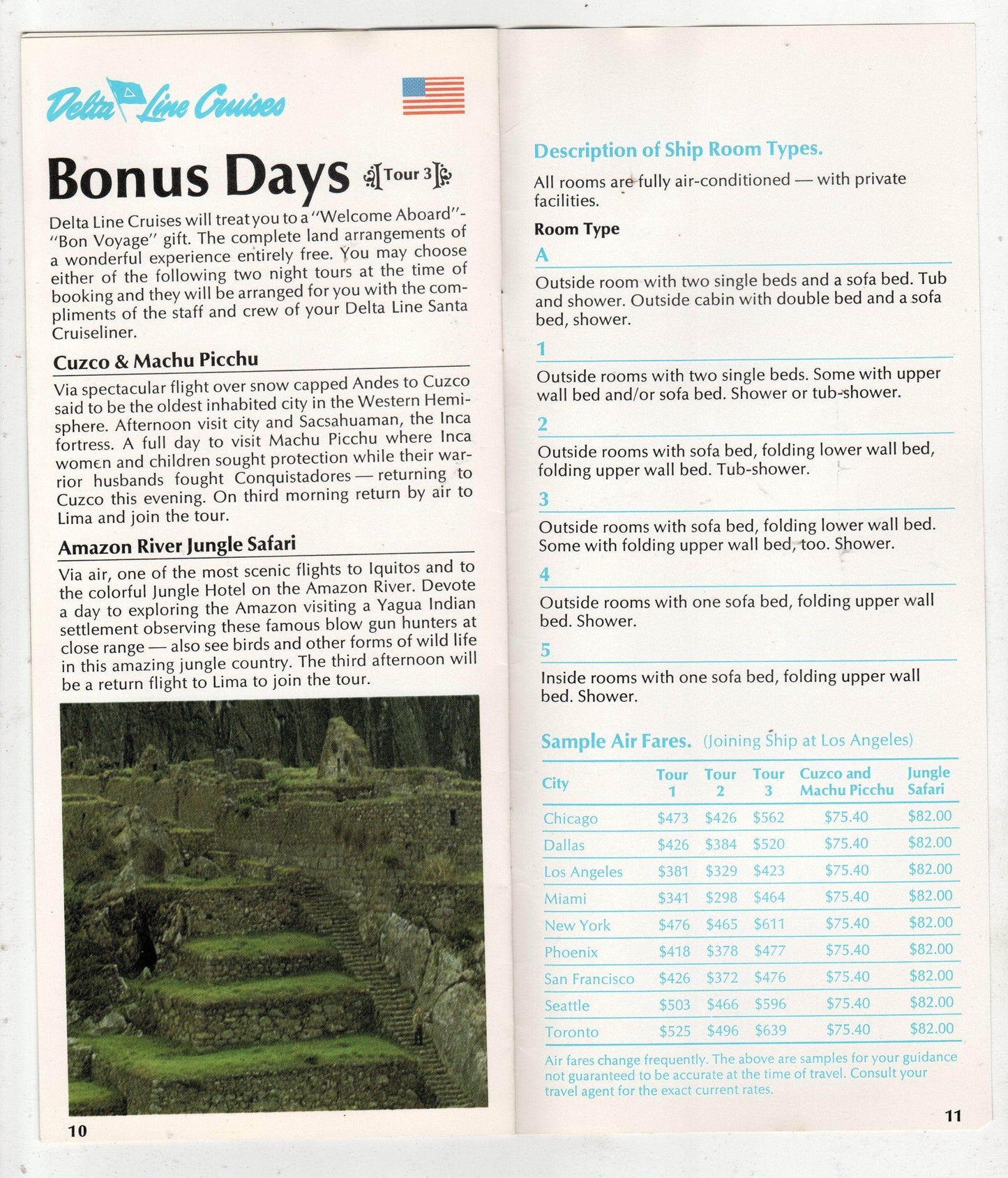 Delta Line Cruises Pan Am 1979 Air/Sea Tours Latin America Cargoliner - TulipStuff