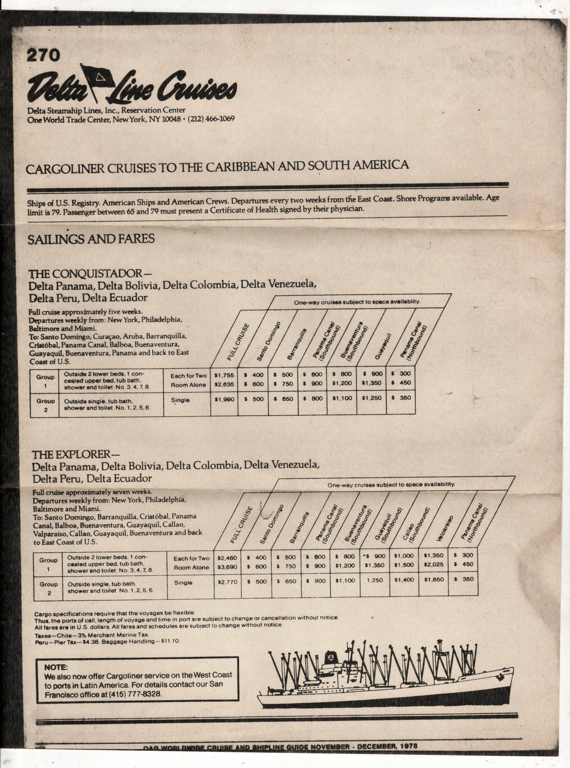 Delta Line Cruises Pan Am 1979 Air/Sea Tours Latin America Cargoliner - TulipStuff