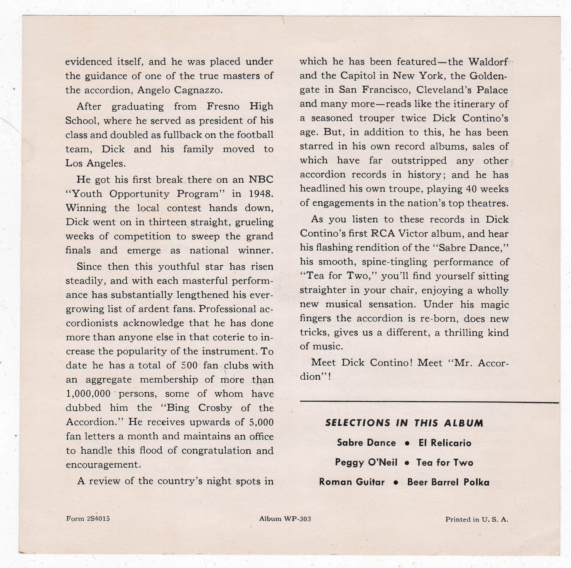 Presenting Dick Contino And His Accordion 3x7" EP Box Set 1952 - TulipStuff