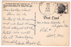 Die Heimat Motor Hotel Homestead Iowa 1960's Postcard - TulipStuff