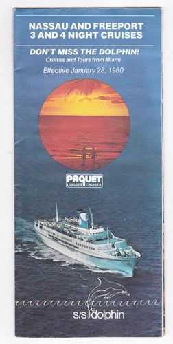 ss Dolphin Paquet Ulysses Cruises 1980 Nassau Freeport Bahamas Brochure - TulipStuff