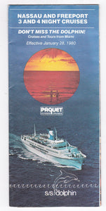 ss Dolphin Paquet Ulysses Cruises 1980 Nassau Freeport Bahamas Brochure - TulipStuff