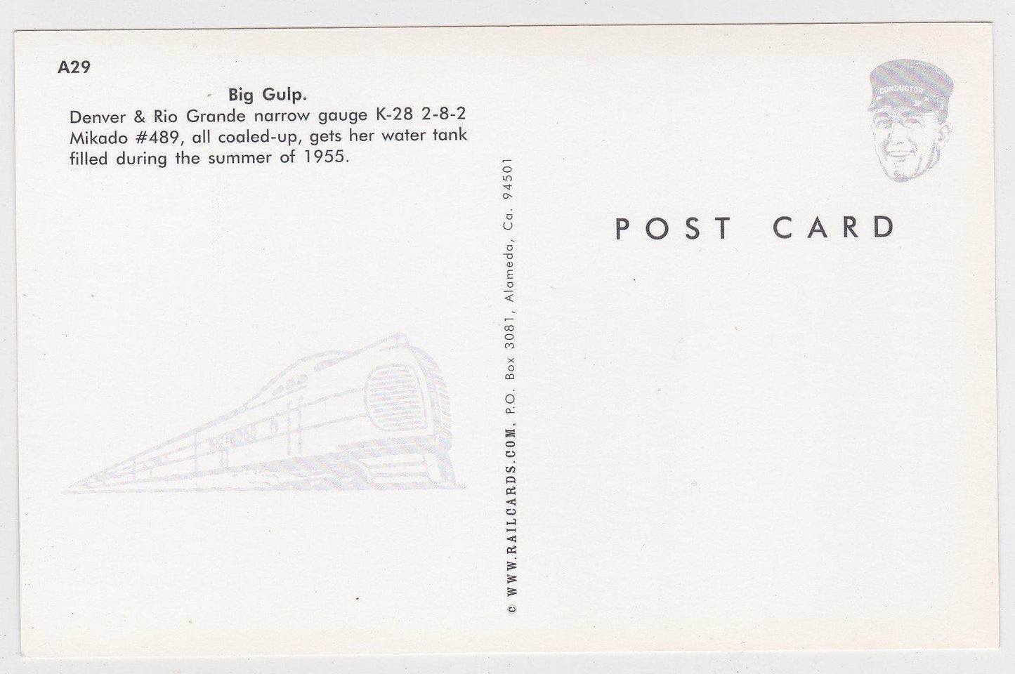 Denver and Rio Grande 2-8-2 K-28 Mikado Steam Locomotive 1950's - TulipStuff