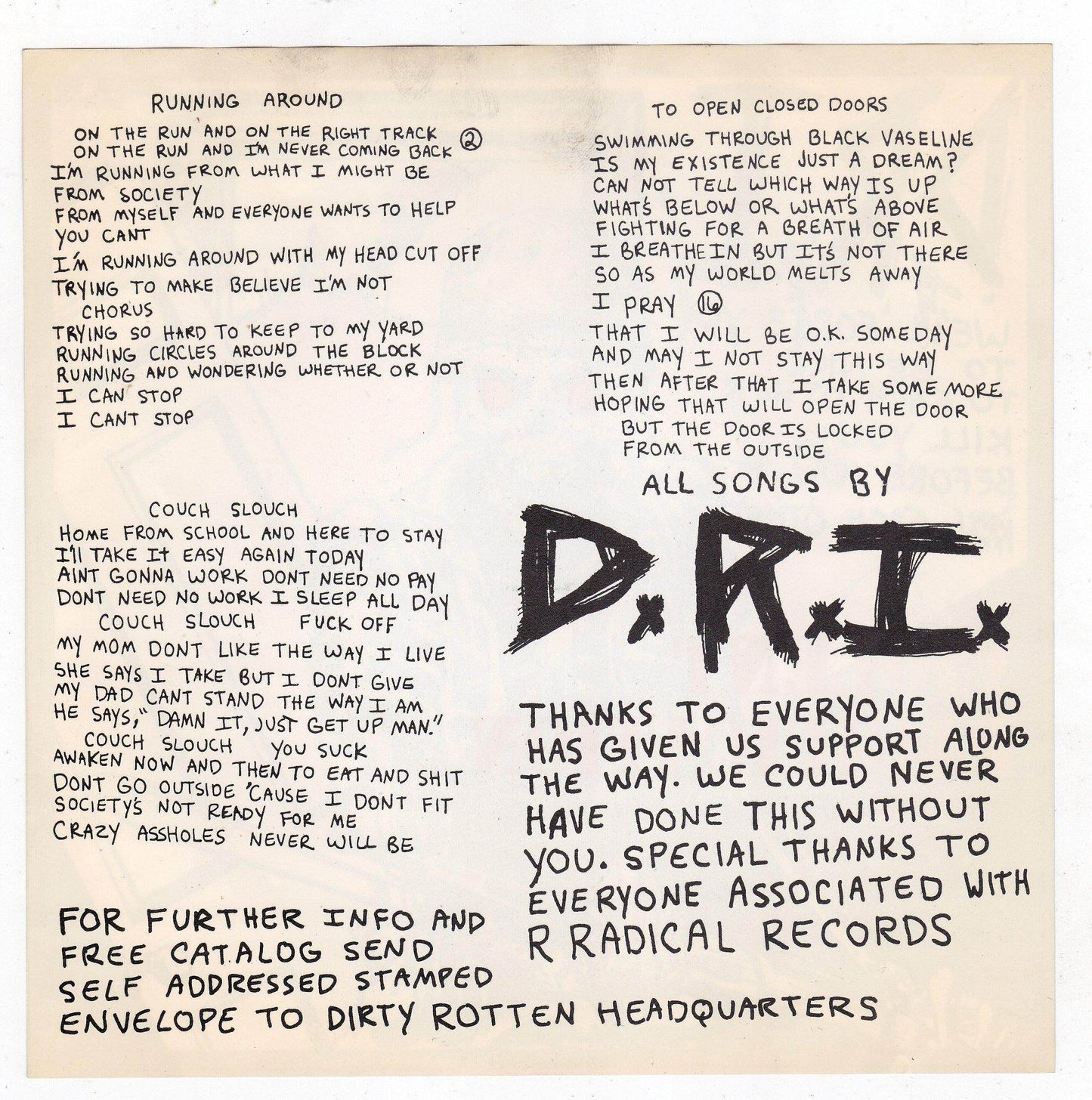 DRI Dirty Rotten Imbeciles Violent Pacification 7" EP 1984 Punk - TulipStuff