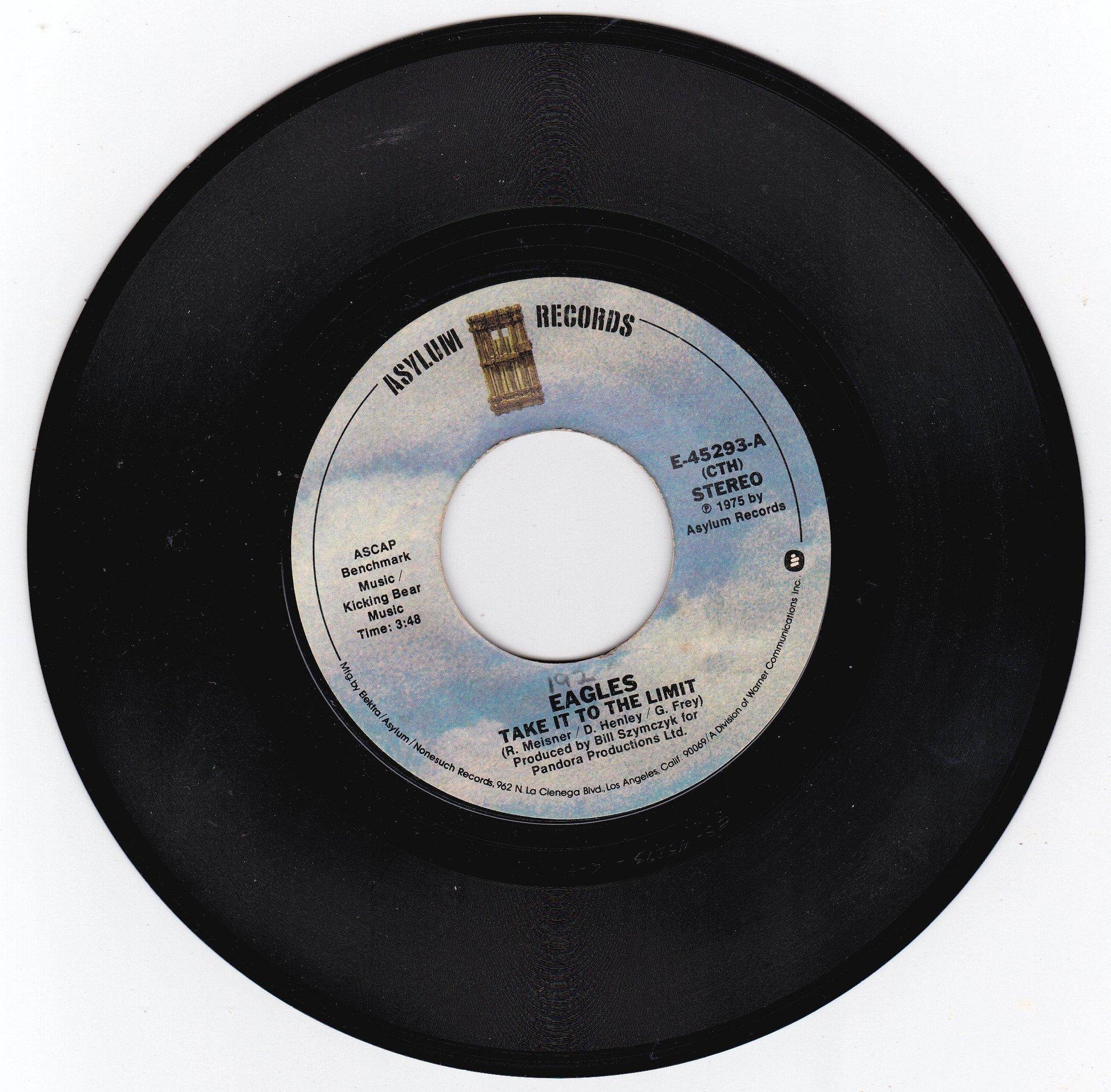 Eagles Take It To The Limit 7" Vinyl Record Asylum E-45293 1975 - TulipStuff