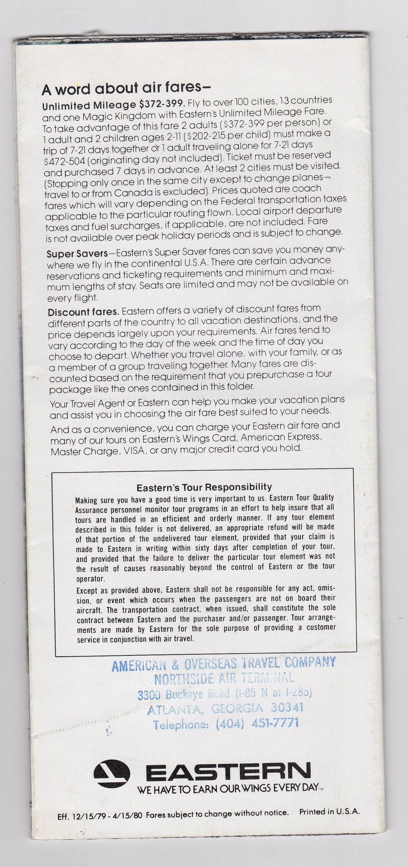 Eastern Airlines Vacation Islands of the Caribbean Winter 1979-80 Brochure - TulipStuff