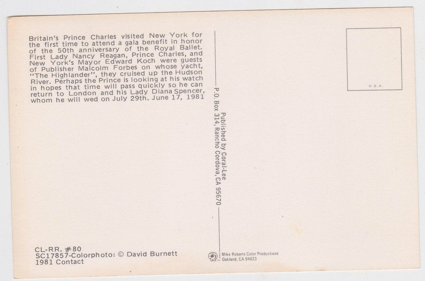 Ed Koch Nancy Reagan Prince Charles Malcolm Forbes NYC 1981 - TulipStuff