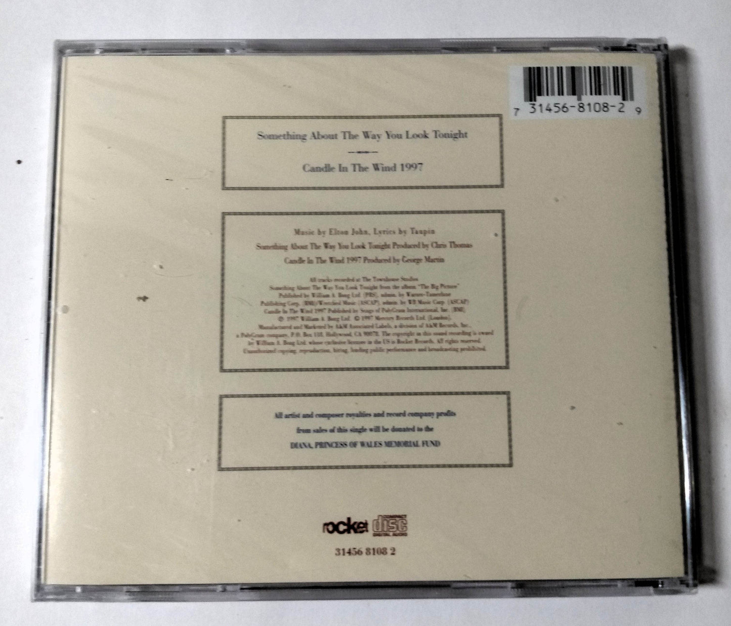 Elton John Something About The Way You Look Tonight Single CD 1997 - TulipStuff