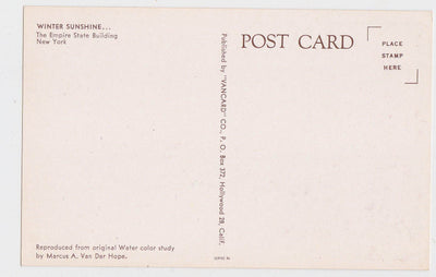Empire State Building Winter Sunshine New York City 1950's Postcard - TulipStuff