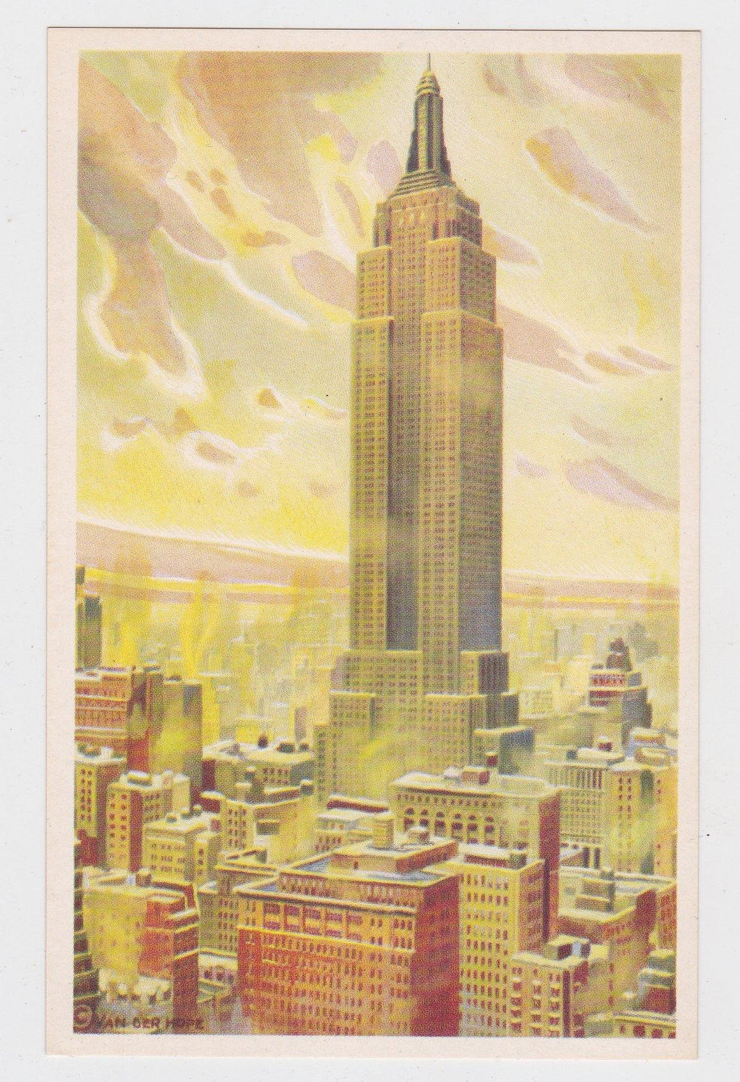 Empire State Building Winter Sunshine New York City 1950's Postcard - TulipStuff
