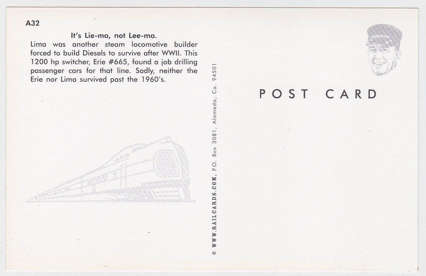 Erie Railroad 1200 hp Lima Locomotive Works Diesel Switcher - TulipStuff