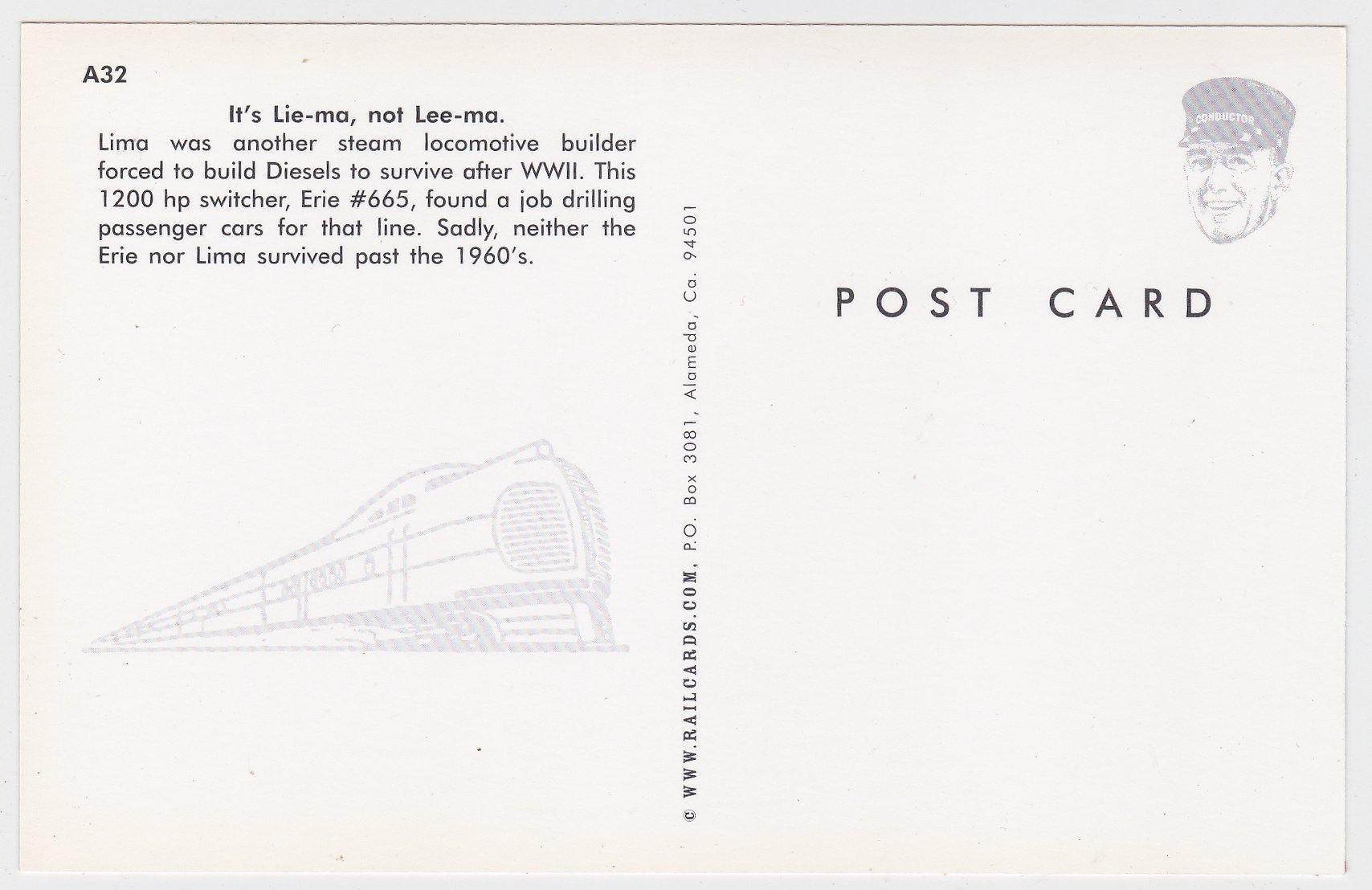 Erie Railroad 1200 hp Lima Locomotive Works Diesel Switcher - TulipStuff