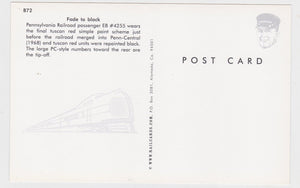 Pennsylvania Railroad Passenger Train EMD E8 Locomotive Postcard - TulipStuff