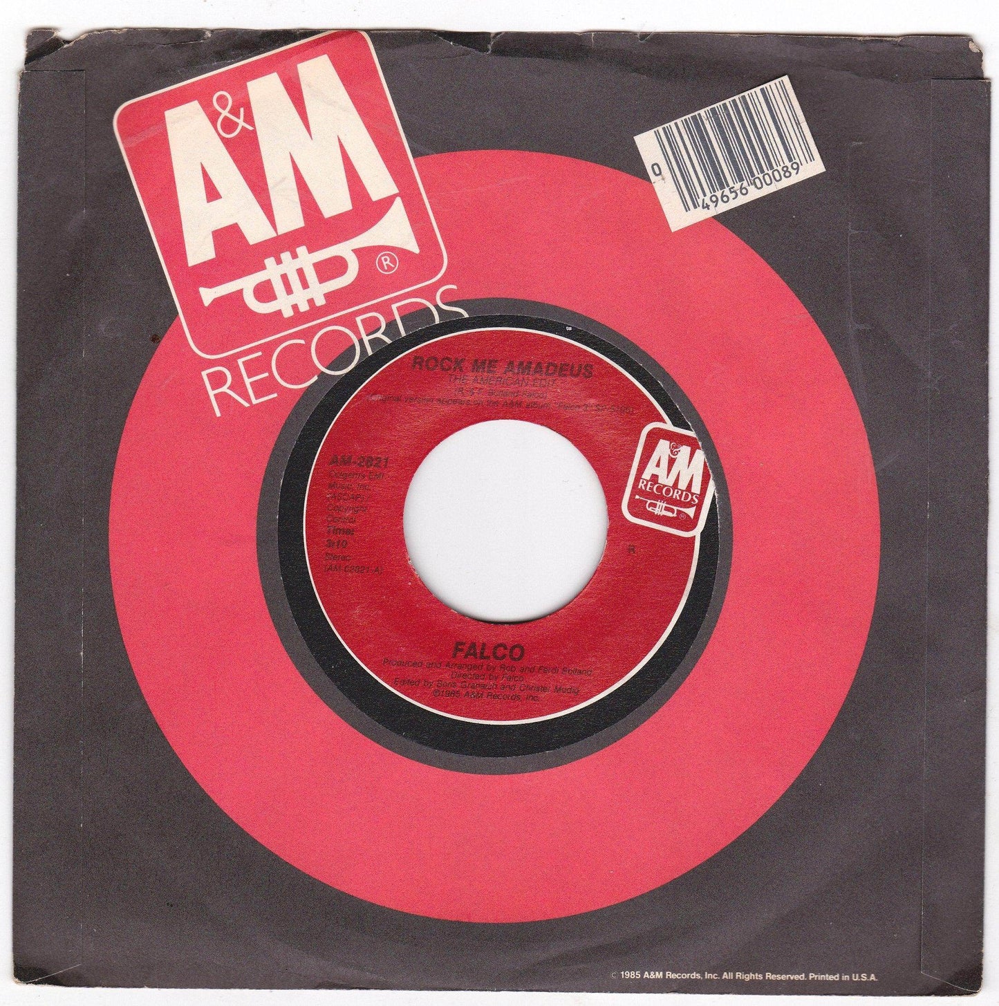 Falco Rock Me Amadeus 7" Vinyl 45 RPM Synthpop New Wave 1985 - TulipStuff