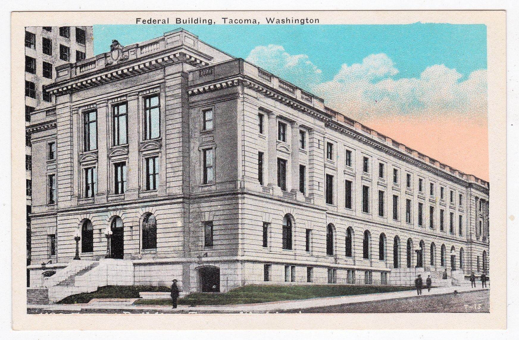 Federal Building Post Office Tacoma Washington 1920 Postcard - TulipStuff