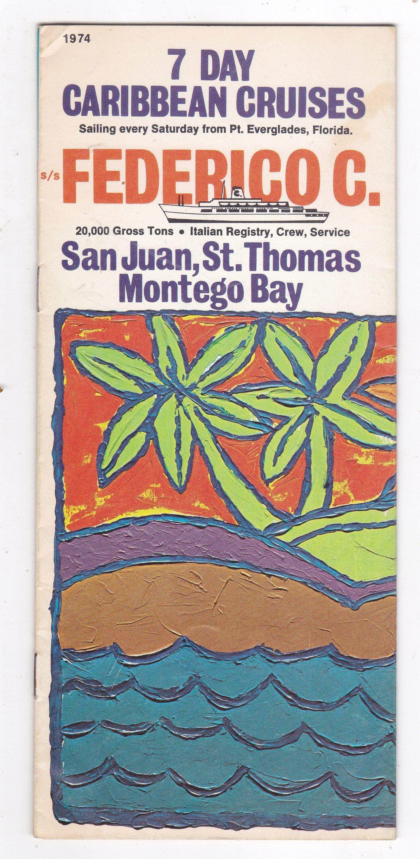 Costa Line Federico C 1974 7 Day Caribbean Cruises Brochure - TulipStuff