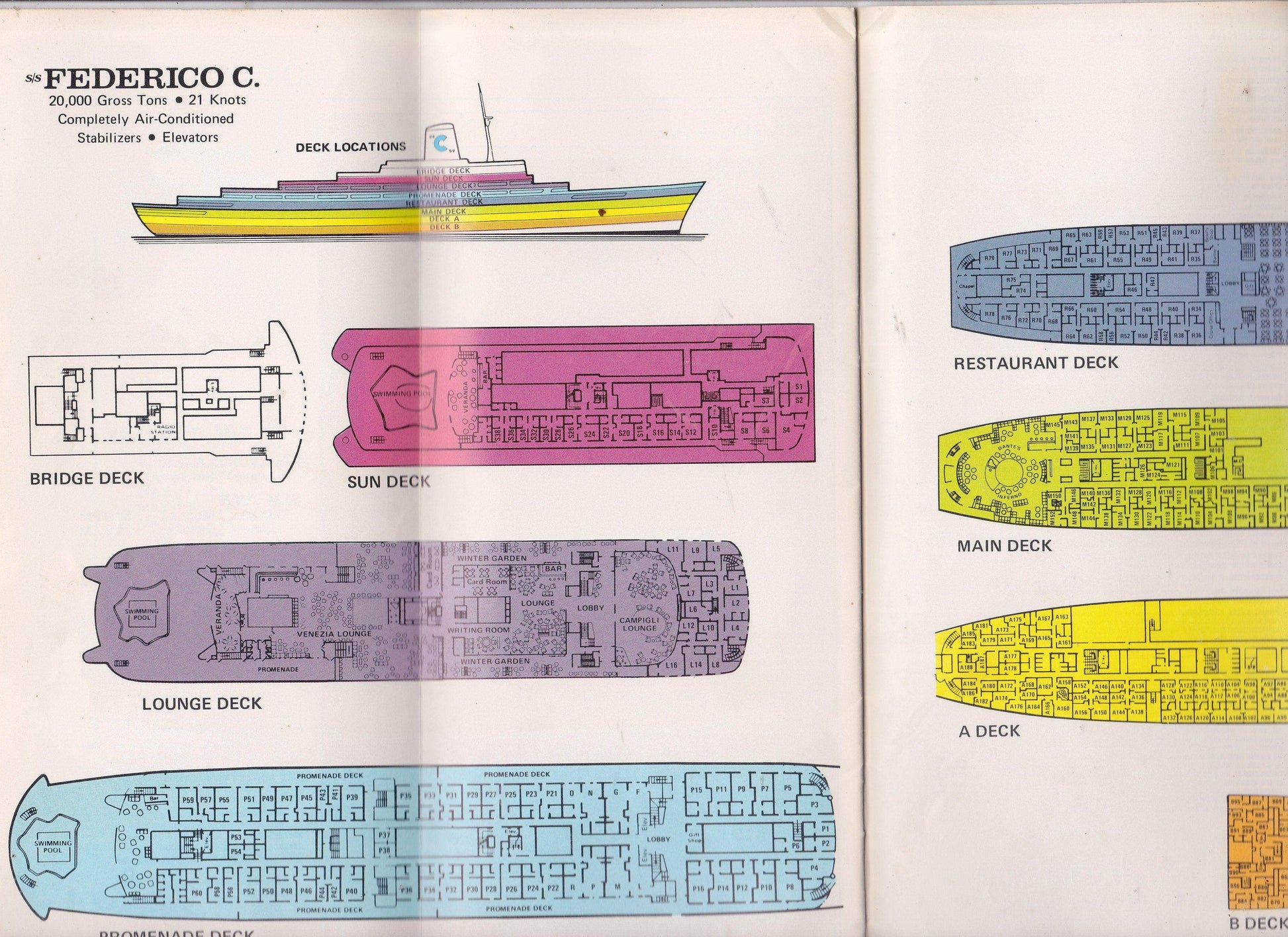 Costa Line Federico C 1974 7 Day Caribbean Cruises Brochure - TulipStuff