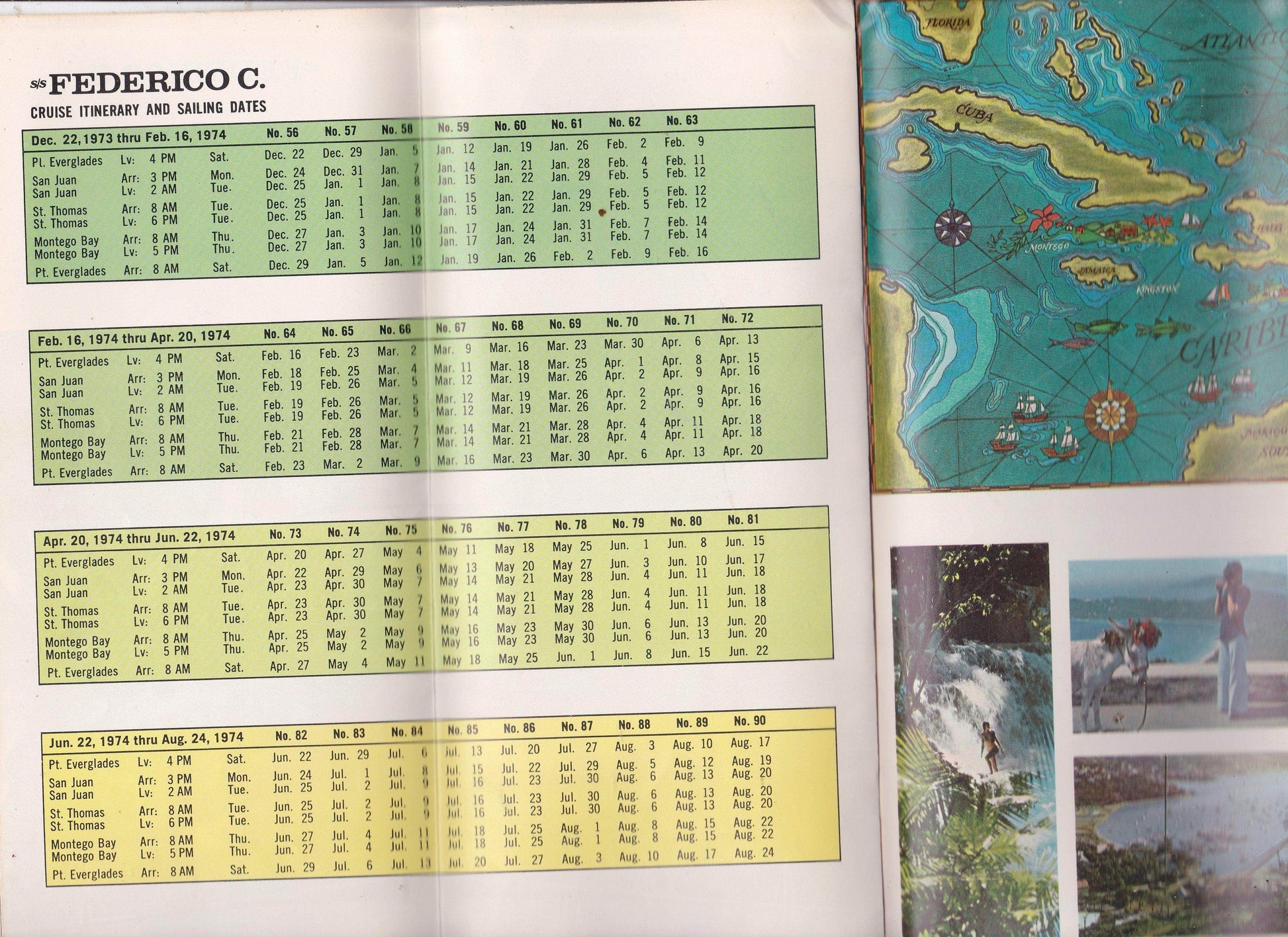 Costa Line Federico C 1974 7 Day Caribbean Cruises Brochure - TulipStuff