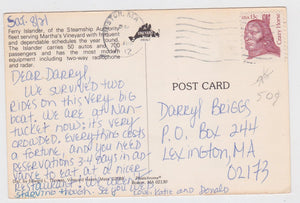 Ferry Islander Steamship Authority Martha's Vineyard 1982 Postcard - TulipStuff