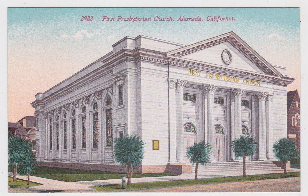 First Presbyterian Church Alameda California 1910's Postcard - TulipStuff